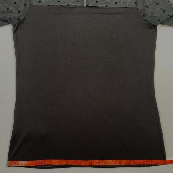 Long Tall Sally Black Sheer Polka Dot Neck Jersey Long Sleeve Top Size M - Picture 9 of 14